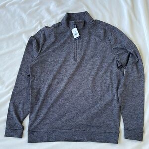 Johnnie-O Vaughn Men's 1/4 Zip Pullover Small Black Stripe Gray Golf Performance